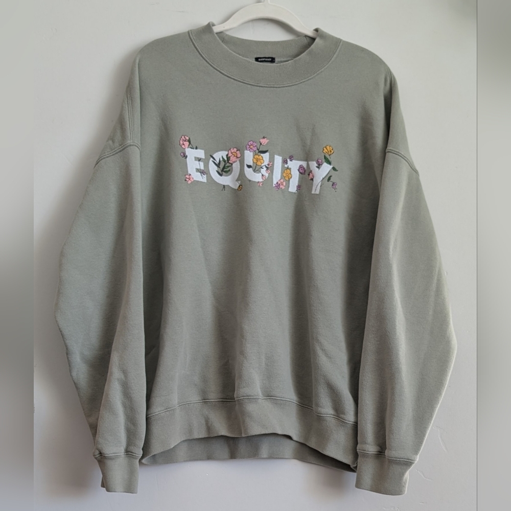 Abercrombie & Fitch Sage Green Floral Crew Neck Sweater